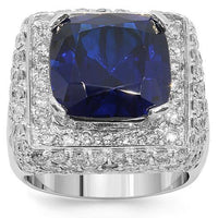 Thumbnail for 14K White Solid Gold Mens Diamond Sapphire Ring 18.56 Ctw