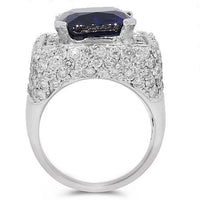 Thumbnail for 14K White Solid Gold Mens Diamond Sapphire Ring 18.56 Ctw