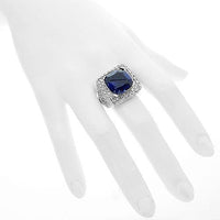 Thumbnail for 14K White Solid Gold Mens Diamond Sapphire Ring 18.56 Ctw