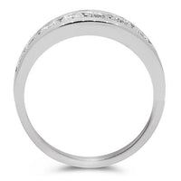 Thumbnail for 14K White Solid Gold Mens Diamond Wedding Ring Band 1.12 Ctw