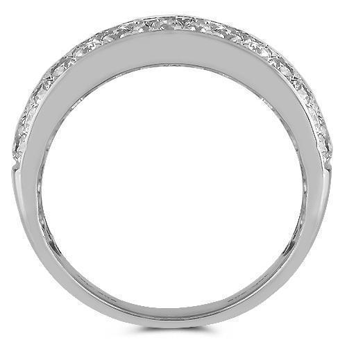 14K White Solid Gold Mens Diamond Wedding Ring Band 4.00 Ctw