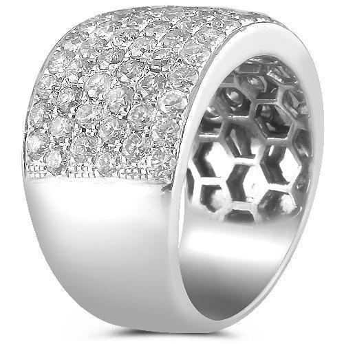 14K White Solid Gold Mens Diamond Wedding Ring Band 4.00 Ctw