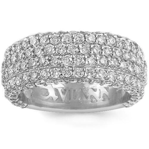 14K White Solid Gold Mens Diamond Wedding Ring Band 4.50 Ctw