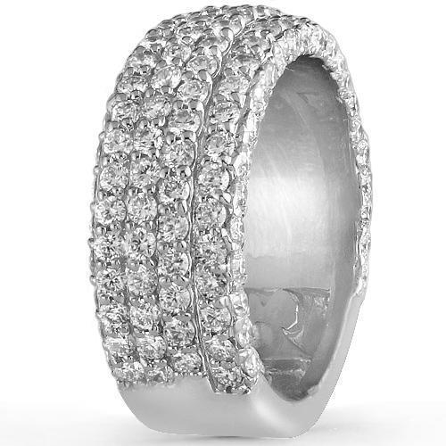 14K White Solid Gold Mens Diamond Wedding Ring Band 4.50 Ctw