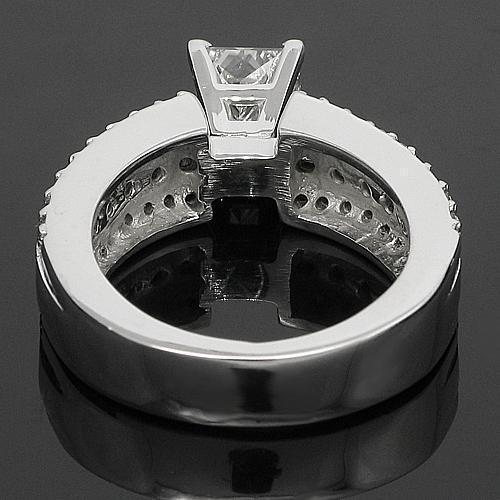 14K White Solid Gold Princess Cut Diamond Engagement Ring 2.26 Ctw