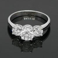 Thumbnail for 14K White Solid Gold Three Stone Diamond Engagement Ring 1.51 Ctw