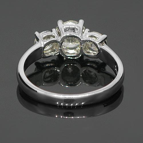 14K White Solid Gold Three Stone Diamond Engagement Ring 1.51 Ctw