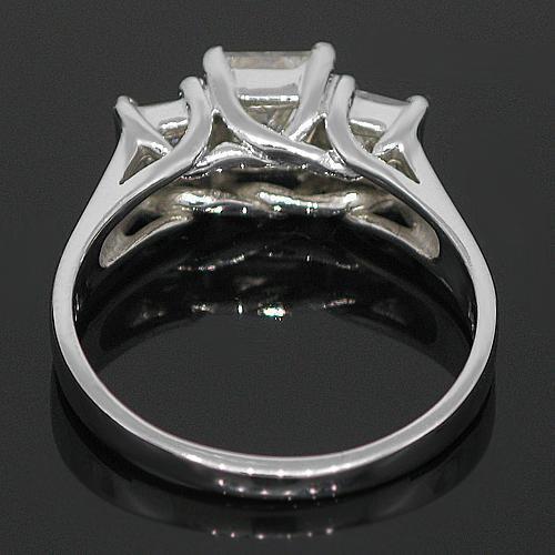 14K White Solid Gold Three Stone Diamond Engagement Ring 1.70 Ctw