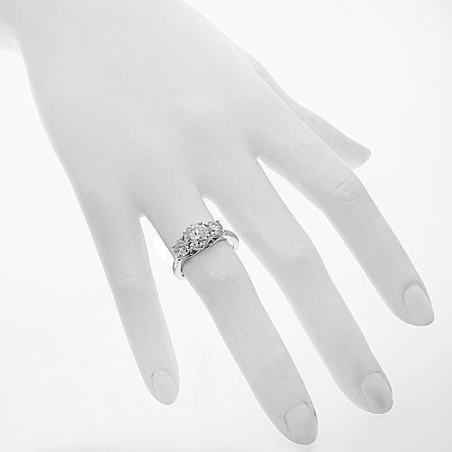 14K White Solid Gold Three Stone Diamond Engagement Ring 1.96 Ctw