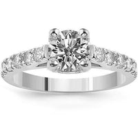 Thumbnail for 14K White Solid Gold Womens Cathedral Diamond Engagement Ring With Center Stone 1.50 Ctw