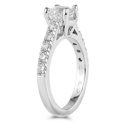 14K White Solid Gold Womens Cathedral Diamond Engagement Ring With Center Stone 1.50 Ctw