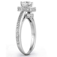 Thumbnail for 14K White Solid Gold Womens Classic Floating Halo Round Cut Engagement Ring 0.95 Ctw