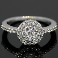 Thumbnail for 14K White Solid Gold Womens Diamond Cocktail Ring 0.63 Ctw