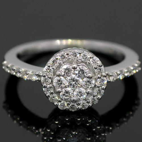 14K White Solid Gold Womens Diamond Cocktail Ring 0.63 Ctw