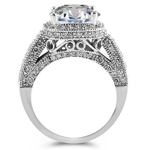 14K White Solid Gold Womens Diamond Cushion Cut Floating Halo Engagement Ring 7.40 Ctw