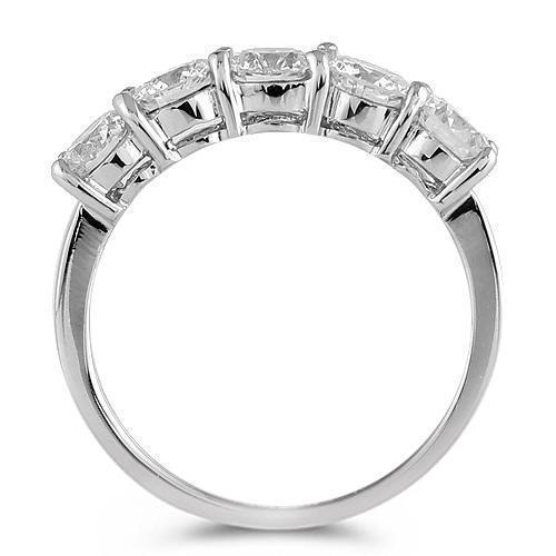 14K White Solid Gold Womens Diamond Five Stone Floating Prong Anniversary Ring 1.75 Ctw
