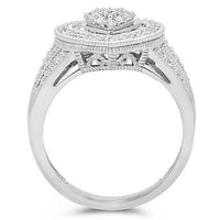 Thumbnail for 14K White Solid Gold Womens Diamond Heart Ring 1.00 Ctw