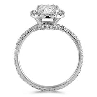 Thumbnail for 14K White Solid Gold Womens Diamond Petite Pave Floating Halo Engagement Ring 1.54 Ctw