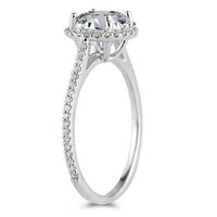 Thumbnail for 14K White Solid Gold Womens Diamond Petite Pave Floating Halo Engagement Ring 1.95 Ctw