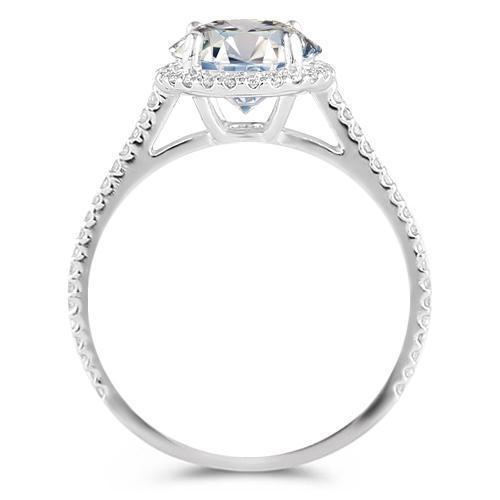 14K White Solid Gold Womens Diamond Petite Pave Floating Halo Engagement Ring 1.95 Ctw