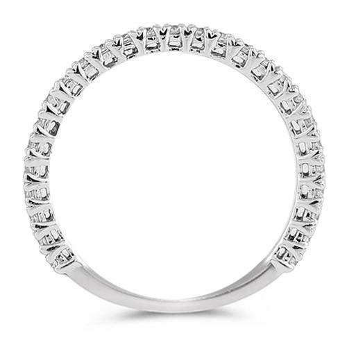 14K White Solid Gold Womens Diamond Petite Pave Wedding Ring Band 0.50 Ctw
