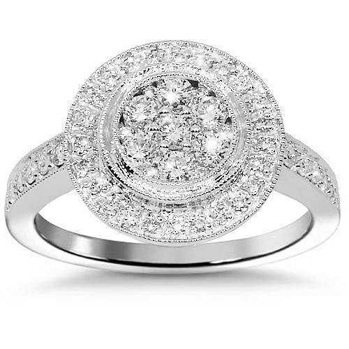 14K White Solid Gold Womens Diamond Ring 0.63 Ctw