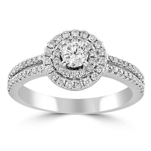 14K White Solid Gold Womens Diamond Ring 0.98 Ctw