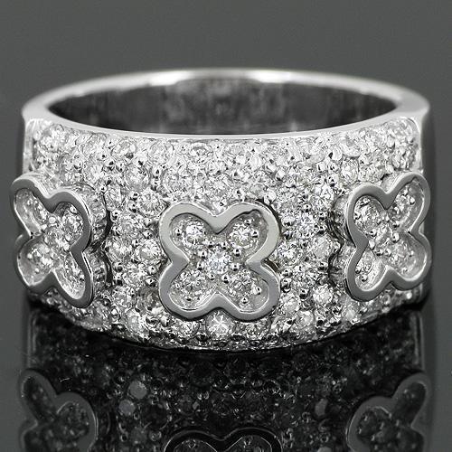 14K White Solid Gold Womens Diamond Ring 1.09 Ctw