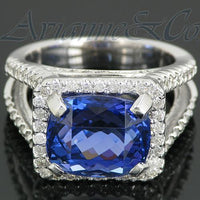 Thumbnail for 14K White Solid Gold Womens Diamond Tanzanite Ring 8.41 Ctw