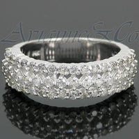 Thumbnail for White 14K White Solid Gold Womens Diamond Wedding Band 1.00 Ctw