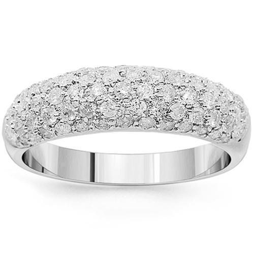 White 14K White Solid Gold Womens Diamond Wedding Band 1.03 Ctw