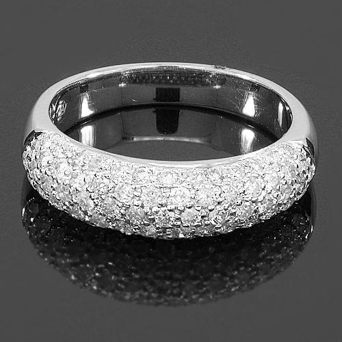 White 14K White Solid Gold Womens Diamond Wedding Band 1.03 Ctw