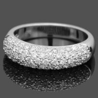 Thumbnail for White 14K White Solid Gold Womens Diamond Wedding Band 1.03 Ctw