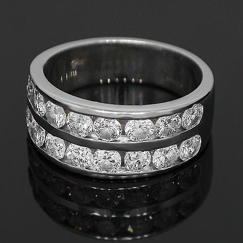 14K White Solid Gold Womens Diamond Wedding Band 2.01 Ctw