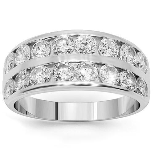 14K White Solid Gold Womens Diamond Wedding Band 2.01 Ctw