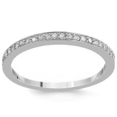 14K White Solid Gold Womens Diamond Wedding Ring Band 0.12  Ctw