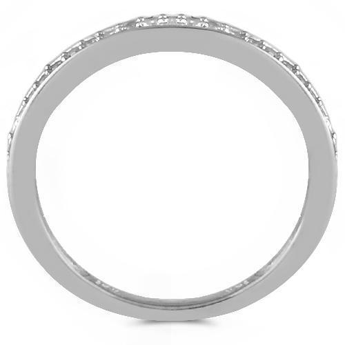 14K White Solid Gold Womens Diamond Wedding Ring Band 0.12  Ctw