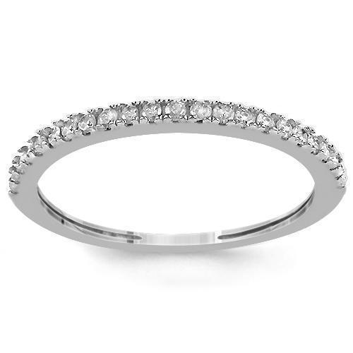 14K White Solid Gold Womens Diamond Wedding Ring Band 0.13 Ctw