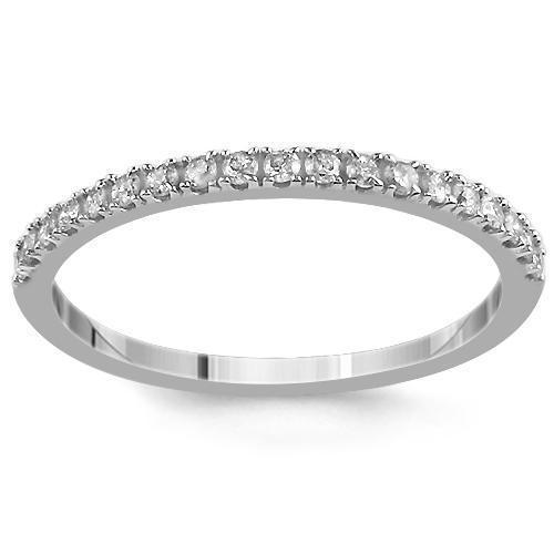 14K White Solid Gold Womens Diamond Wedding Ring Band 0.21 Ctw