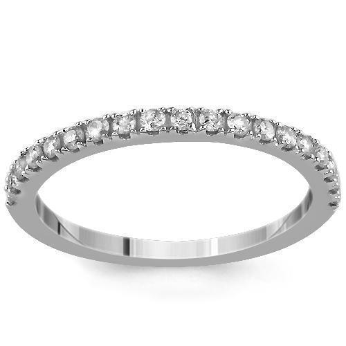 14K White Solid Gold Womens Diamond Wedding Ring Band 0.22 Ctw