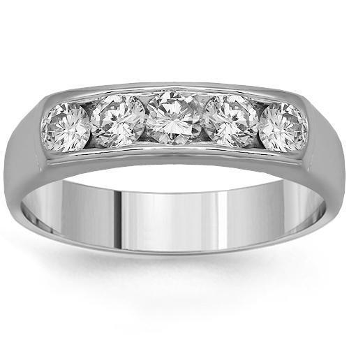 14K White Solid Gold Womens Diamond Wedding Ring Band 0.53 Ctw