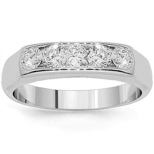 14K White Solid Gold Womens Diamond Wedding Ring Band 0.53 Ctw