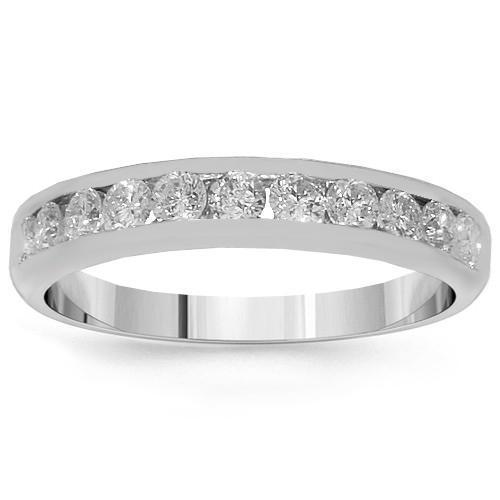 14K White Solid Gold Womens Diamond Wedding Ring Band 0.59 Ctw
