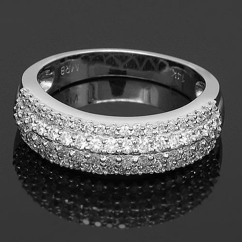 14K White Solid Gold Womens Diamond Wedding Ring Band 0.79 Ctw