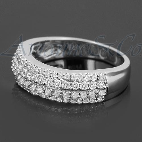 14K White Solid Gold Womens Diamond Wedding Ring Band 0.79 Ctw