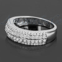 Thumbnail for 14K White Solid Gold Womens Diamond Wedding Ring Band 0.79 Ctw