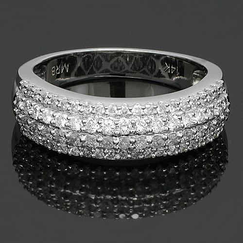 14K White Solid Gold Womens Diamond Wedding Ring Band 0.79 Ctw