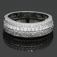Thumbnail for 14K White Solid Gold Womens Diamond Wedding Ring Band 0.79 Ctw