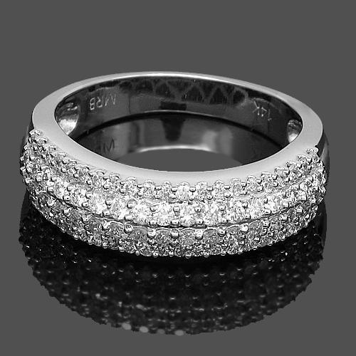 14K White Solid Gold Womens Diamond Wedding Ring Band 0.79 Ctw