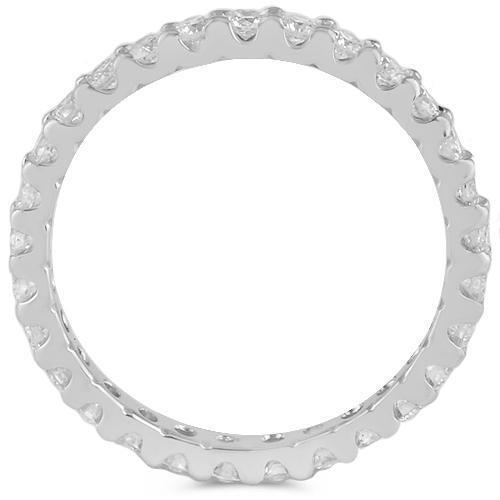 14K White Solid Gold Womens Diamond Wedding Ring Band 1.00  Ctw